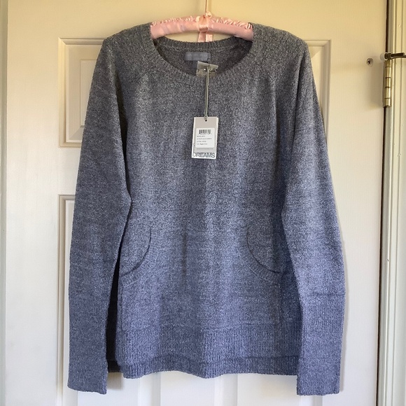 Barefoot Dreams Cozychic Lite Raglan Crew Neck Pullover Pacific Blue Chambray XL - Picture 1 of 14